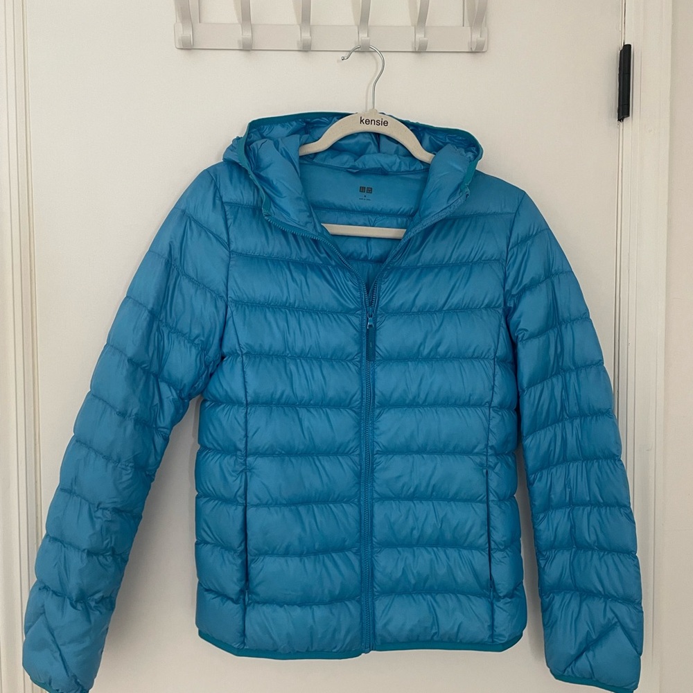 UNIQLO HeatTech Puffer Jacket Blue Hooded Lightweight